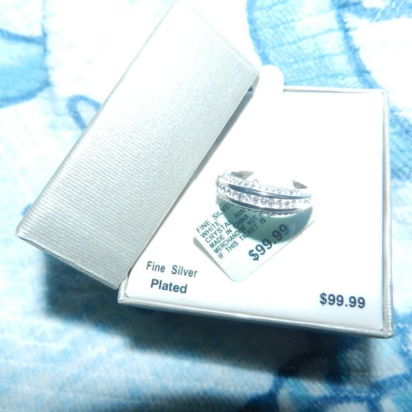 Engagement Ring Fine Silver Plated Triple White Paved Crystal's RingNEW 🆕📦🏃🚚 - Picture 1 of 15